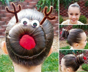 Rudolph Bun Christmas Hairstyle for Kids