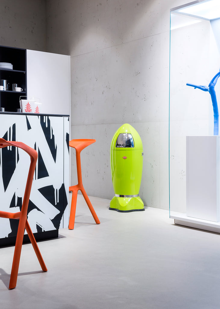 Get ready for take off with the futuristic rocket shaped waste bin