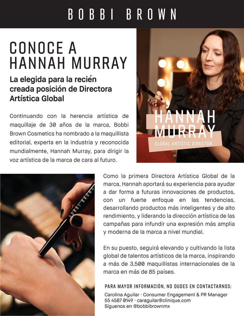 Conoce a Hannah Murray Nueva Directora Artística Global de Bobbi Brown