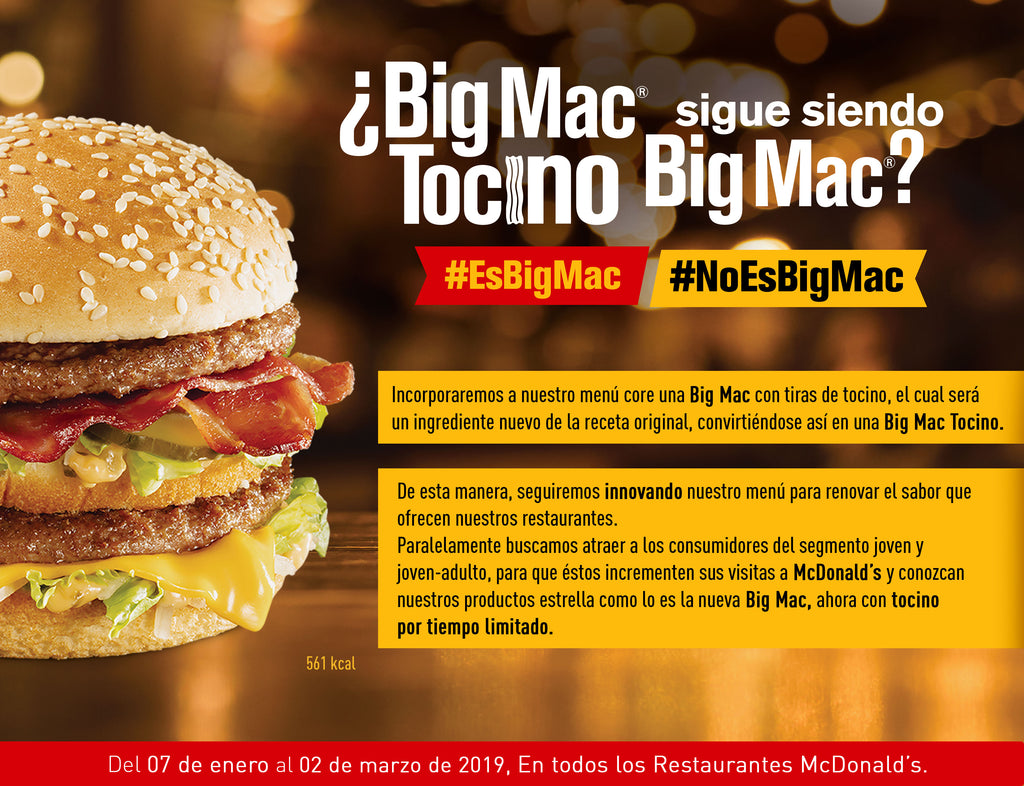 La icónica Big Mac incorpora un nuevo ingrediente a su receta original para crear Big Mac Tocino