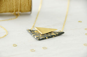 DIY Gilded Polymer Clay Triangle Necklace