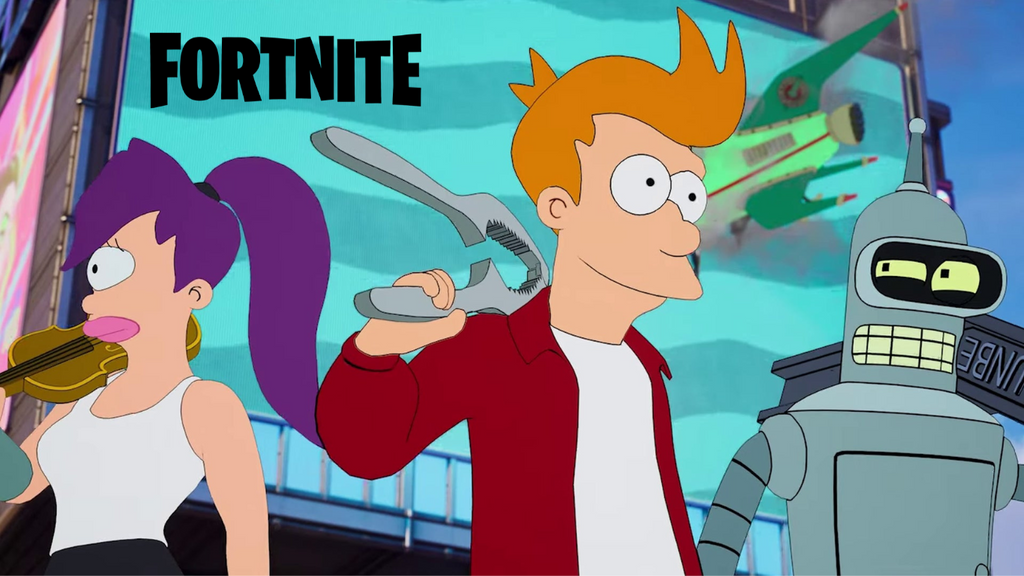 Los trajes de Bender, Fry y Leela de Futurama llegan a la isla de Fortnite Batalla Campal
