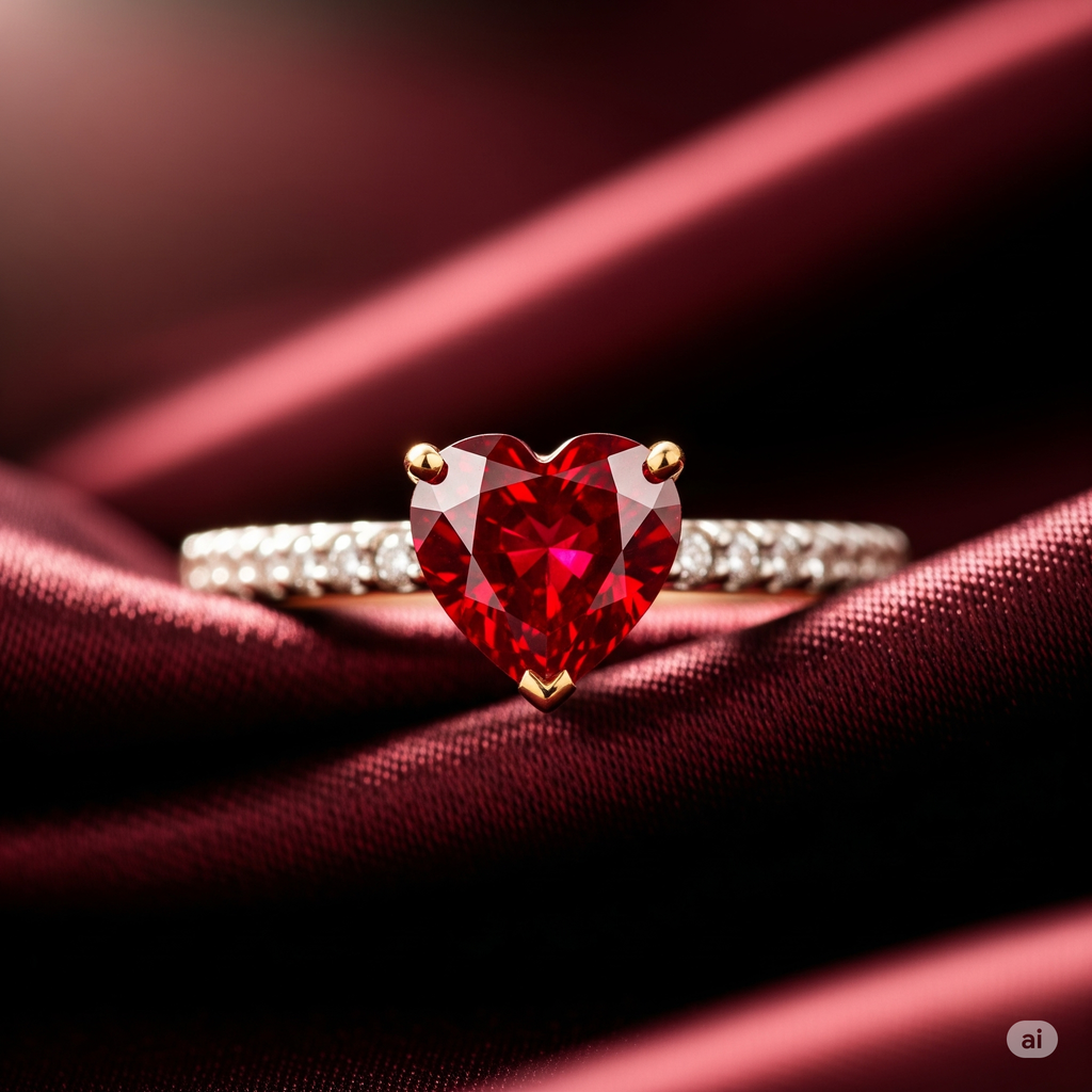 Deslumbra con Pasión: El Anillo Corazón con Rubí Intenso de BIZZARRO, Tu Promesa Eterna