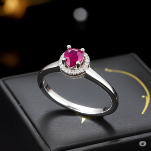 Anillo corazón con rubí intenso | BIZZARRO