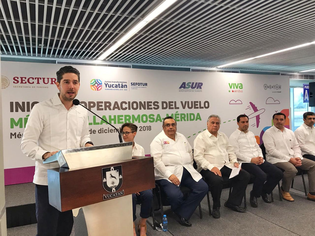 Miguel Torruco inauguró la nueva ruta Mérida – Villahermosa de Viva Aerobus