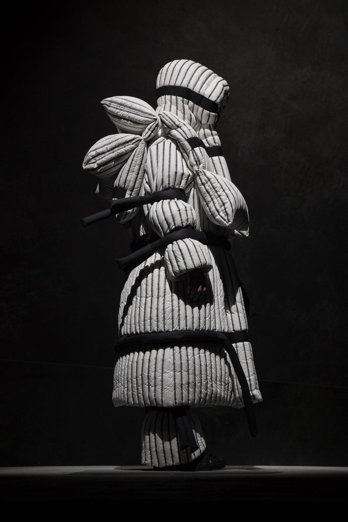 Craig Green's voluminous jackets for Moncler resemble flotation devices