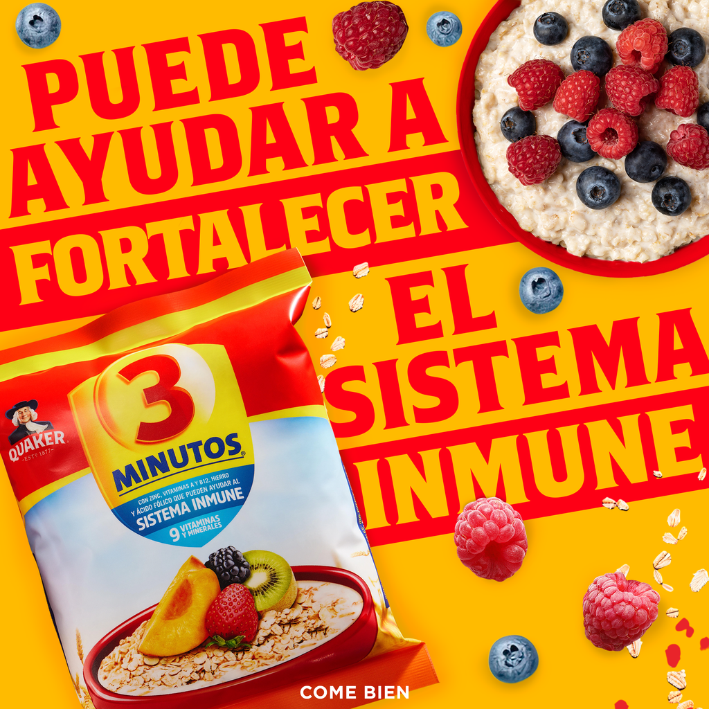 Ayuda a proteger la salud de tu familia con los beneficios de las vitaminas como la B12, incluida en la avena Quaker 3 minutos