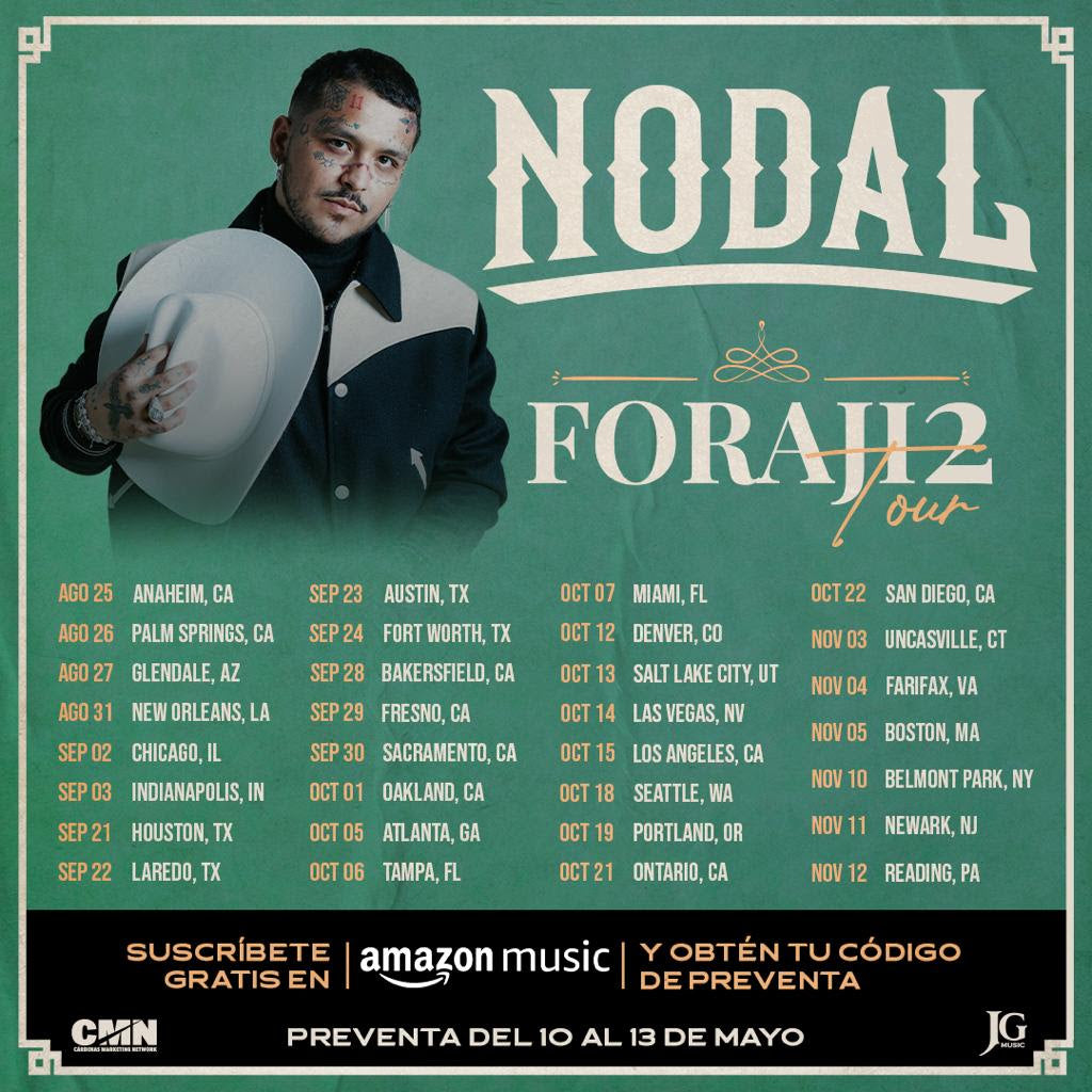 CHRISTIAN NODAL ANUNCIA SU NUEVA GIRA POR ESTADOS UNIDOS "FORAJI2 TOUR 2023"