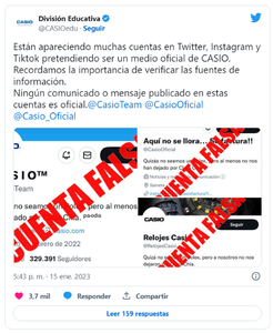 Cuentas falsas de CASIO en Twitter: ejemplo de oportunismo utilizado para el fraude